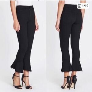 MOTHER Cha Cha Fray Black Cropped Jeans Size 24 Designer Denim